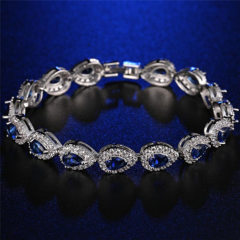 Pulseira feminina de zircônia com gota d'água e joias da moda Ruose_voghion.com