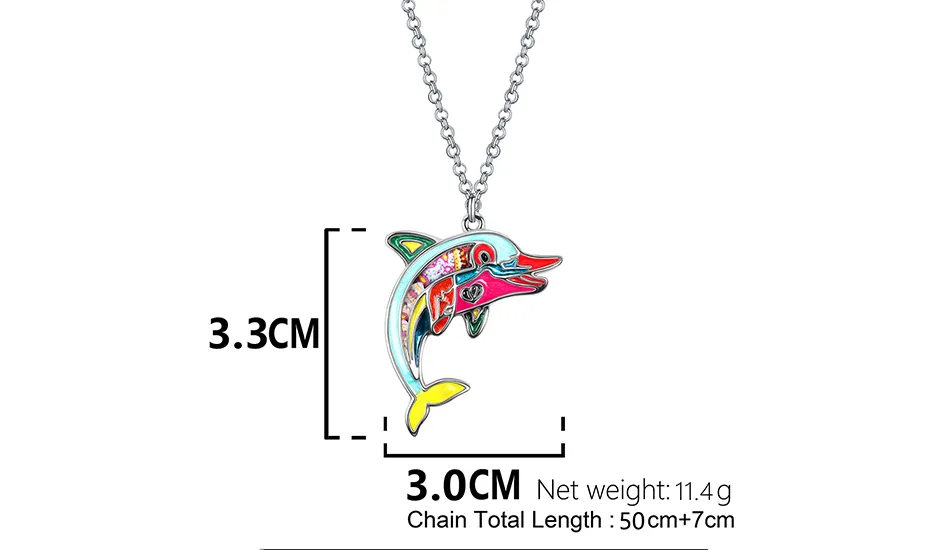Collane con ciondolo in lega di smalto, in metallo, floreali, carine, intelligenti, con ciondolo a forma di delfino dell'oceano, gioielli di moda per donne, uomini, adolescenti_voghion.com