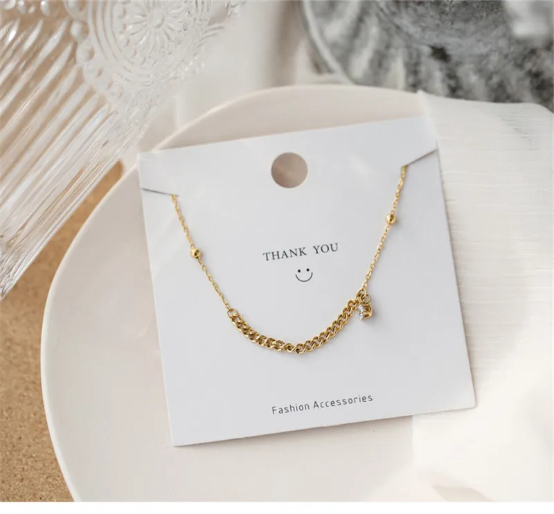 Pendant Necklaces YUN RUO 18 K Gold Plating Vintage Chain Zircon Necklace Fashion Titanium Steel Jewelry Woman Birthday_voghion.com