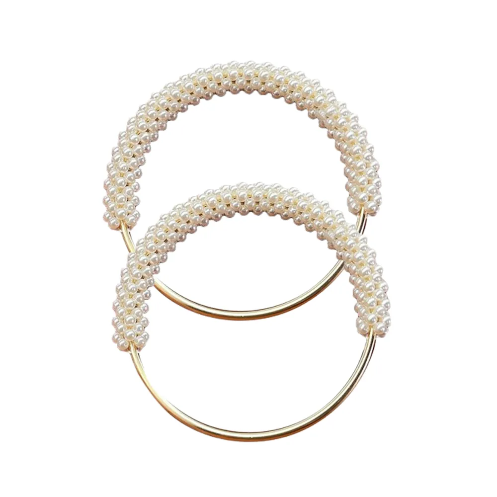 2pcs High-grade Purse Pearl Replacement Round Handle Clutch Handbag Handles DIY Handmade Crochet Bag Accessories_voghion.com