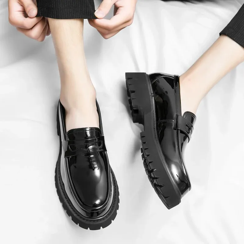 Platform Hoogte Verhoging Casual Zakelijke Mannen Britse Brogue Patent Lederen Schoen Man Oxford Dress Schoenen Lift Formeel_voghion.com