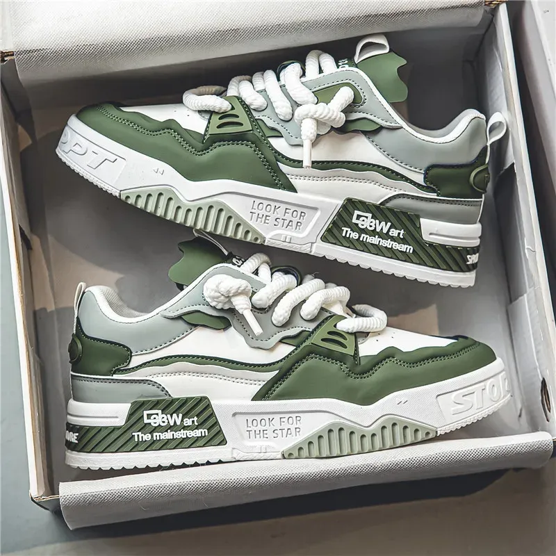 Men's Easy To Clean Skateboard Shoes, Good Grip, Breathable Lace Up Sneakers, Men's Shoes 2024_voghion.com