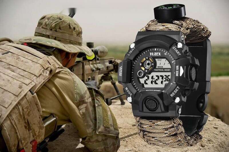 Multi - Functional Outdoor Adventure Bracelet: Umbrella Rope, Flint, Compass, Thermometer, Watch_voghion.com
