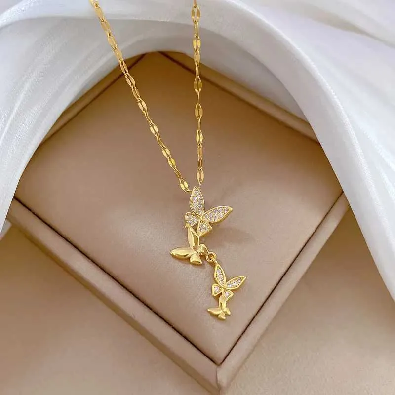 Collane con ciondolo Squisito farfalla nappa luce lussuoso temperamento splendida collana moda classico versatile_voghion.com
