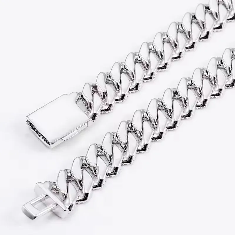 collana a catena a maglie cubane di moda firmata per uomo 3 file di diamanti moissanite bling 20MM catene girocollo larghe ghiacciate_voghion.com