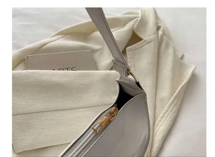 Designer Tasche Vintage weinrot Lackleder glänzend Gerie 2024 neu minimalistisch Damen Reißverschluss Umhängetasche elegant lässig_voghion.com