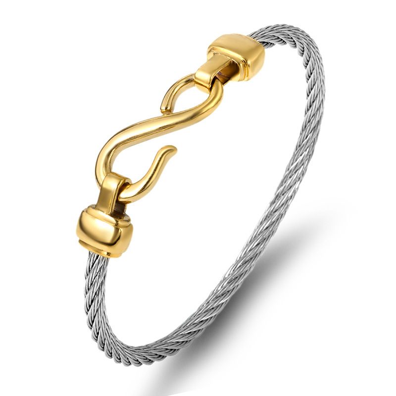 Fishhook Bracelet Titanium Stainless Steel 8 Shaped Bangle_voghion.com