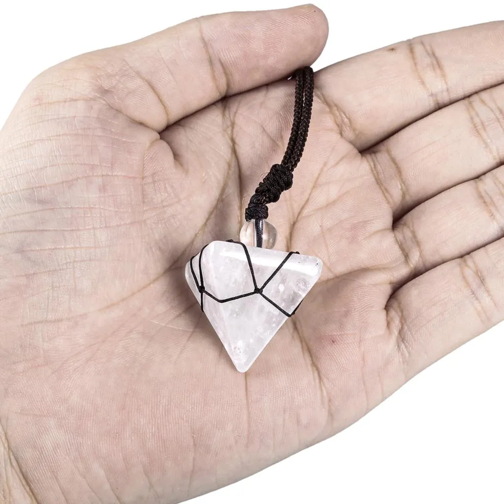 Ogrlice z obeski Healing 7 Chakra Crystal Stone Ogrlica iz naravnih dragih kamnov v obliki piramide z nastavljivo vrvico Ženske Moški_voghion.com