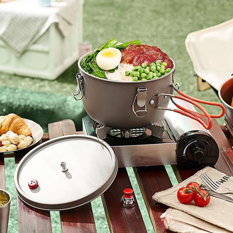 Pure Titanium Micro Portable Outdoor Camping, Self Driving Tour, Folding Handle Cooking Camping Pot, High-altitude_voghion.com