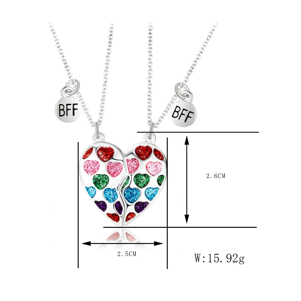 Collane con ciondolo Collana magnetica a forma di cuore alla moda per bambine e ragazze Catena con clavicola rotta alla moda coreana BFF Friends_voghion.com