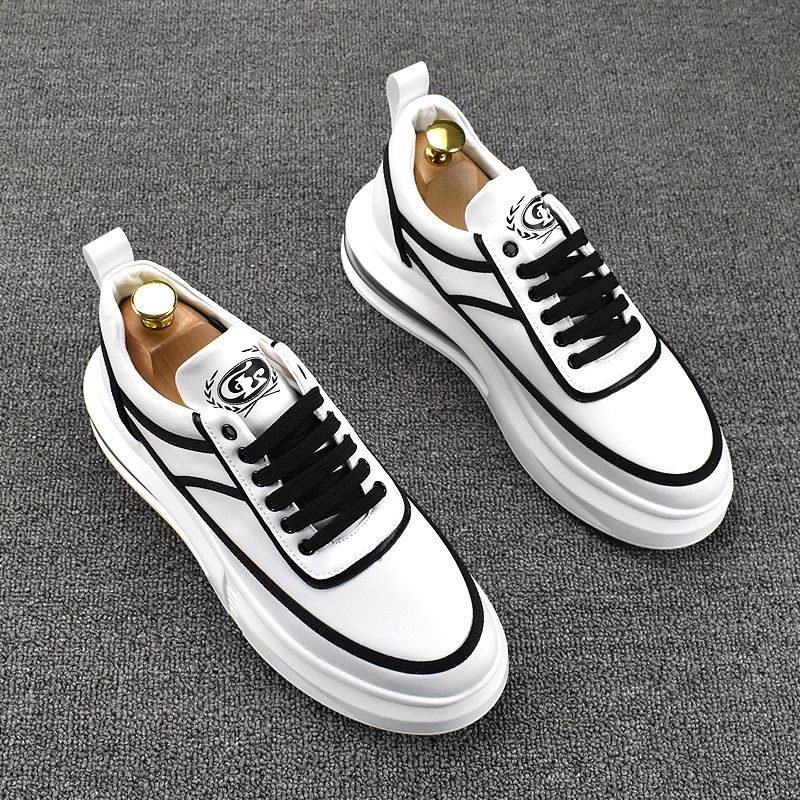 New Spring and Autumn Versatile Breathable Board Thick Sole Trendy Korean Low Top Men's Small White Shoes Increase in_voghion.com