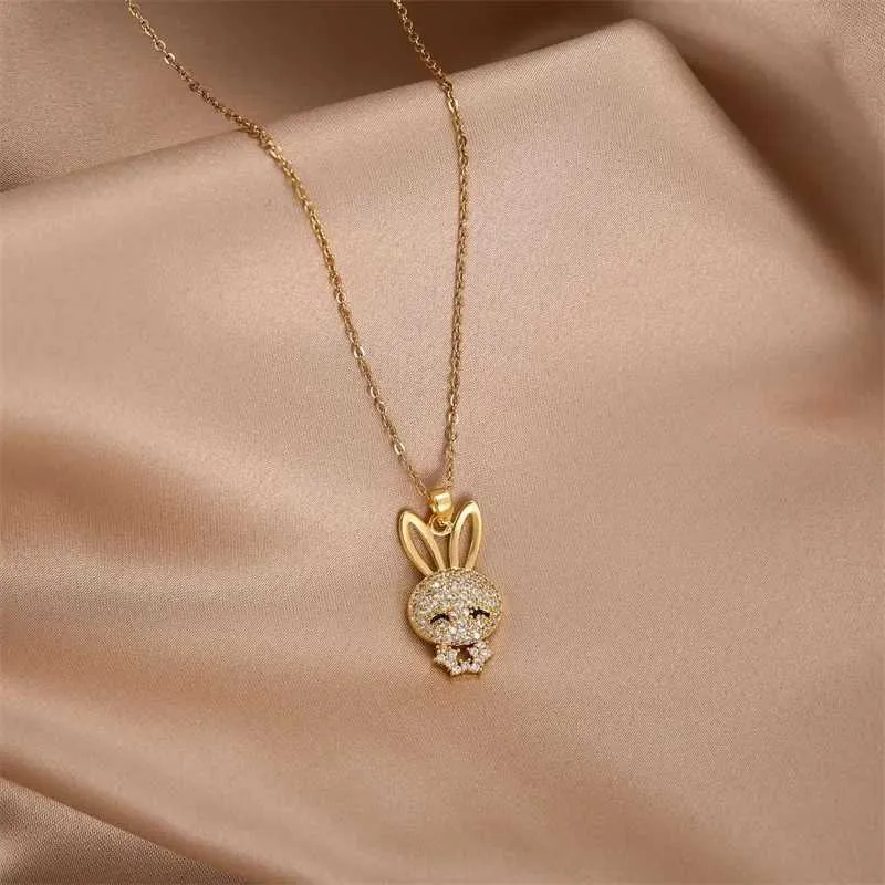 Anhänger Halsketten Modischer und exquisiter Mikroschmuck Niedliche Halskette aus leichtem Edelstahl mit Temperament und Schlüsselbein_voghion.com