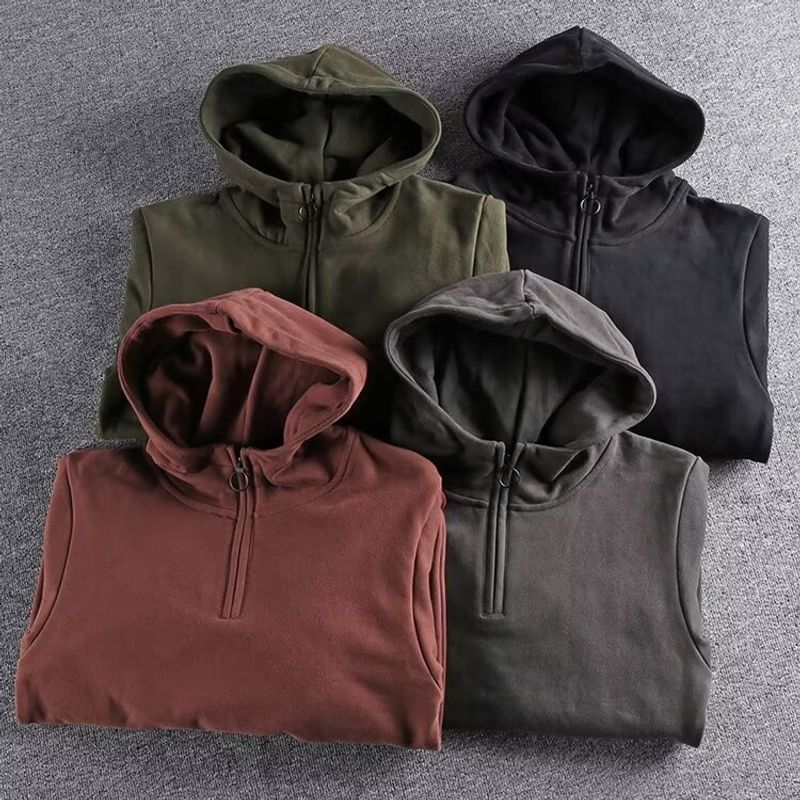 American Mode lässig halboffener Hals 2023 Herbst Jugendjacke dick geschlungen Wollpullover für Herren Felpa con cappuccio Trend_voghion.com