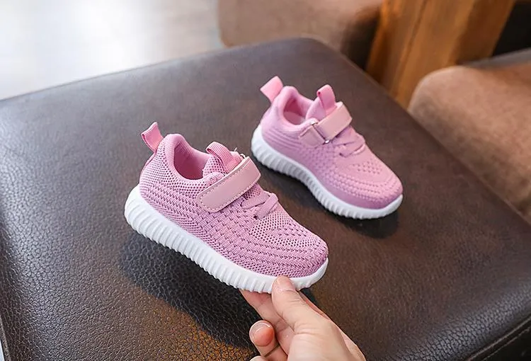 Scarpe da tennis per bambini piccoli, da infilare, per ragazze e ragazzi, sportive, da corsa, in rete con suola morbida, per bambini, rosa, nero, bianco_voghion.com