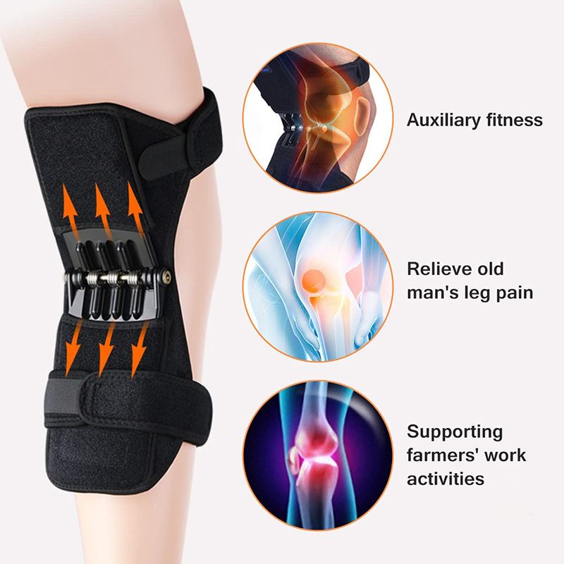 Protection Booster Power Adjustable Knee Pad Support Brace Lift Joint Powerful Rebound Spr Force for Gym Runn_voghion.com