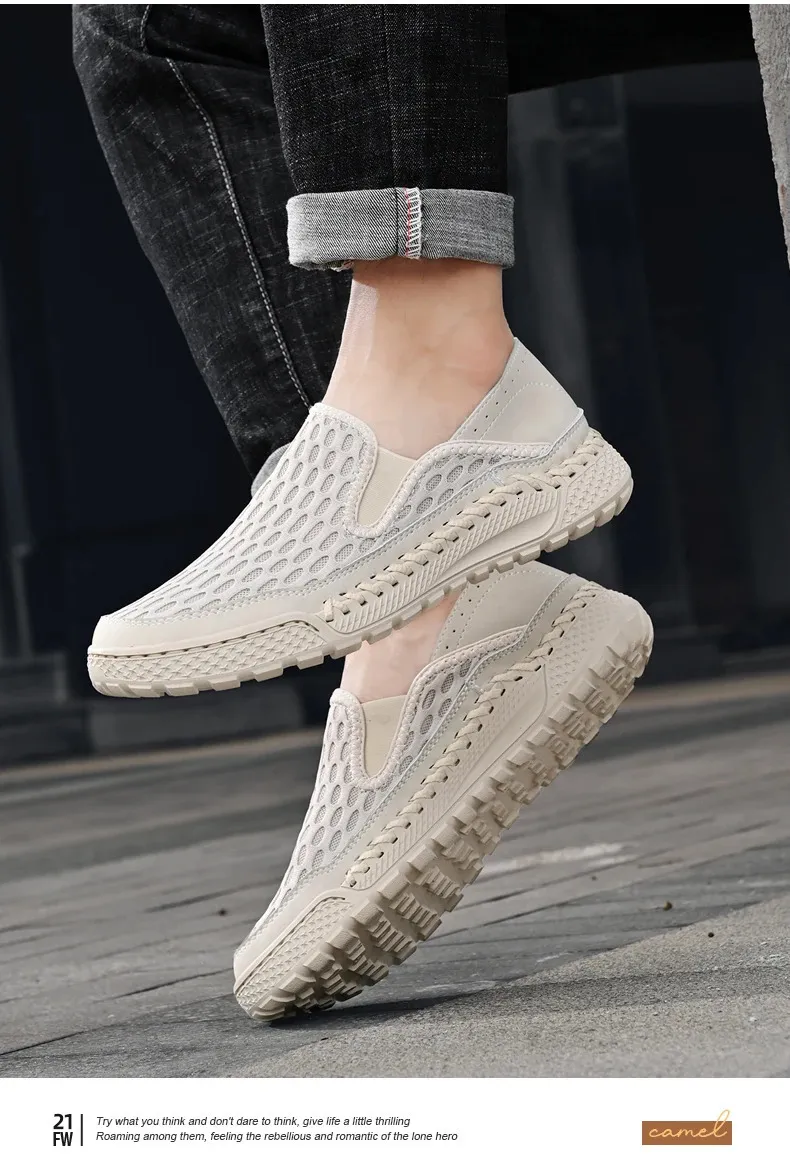 Breathable Mesh Slip-on Sneakers For Men Lightweight Running Shoes_voghion.com