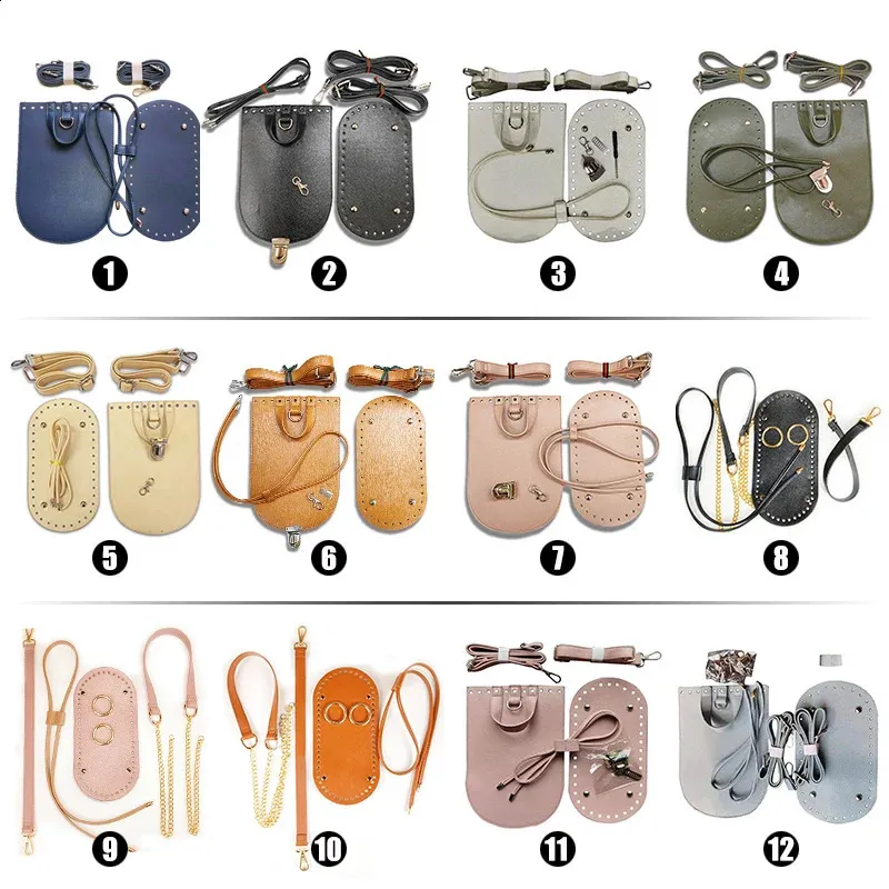 1 tracolla per borsa fatta a mano, set di fondi in pelle intrecciata con accessori hardware per zaino fai da te 240725_voghion.com
