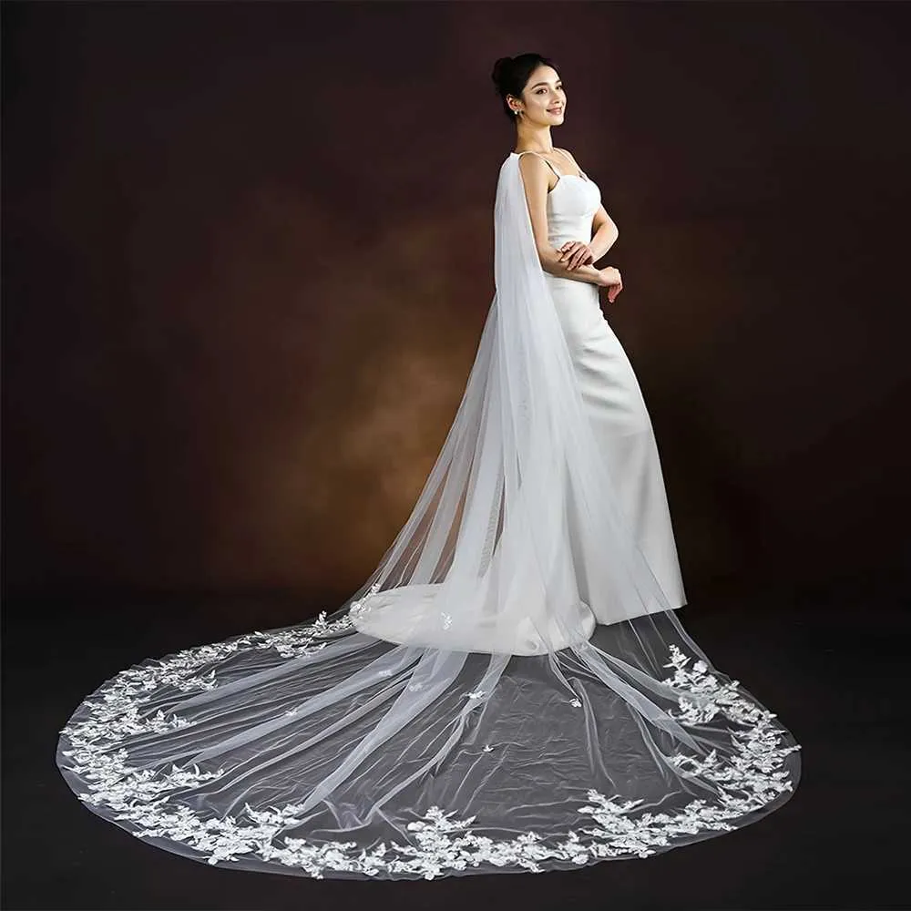 Hair Jewelry Womens Cathedral Long Bridal Cape Veil Detachable Tulle Cloak Wedding Dresses Shawl Event Decoration VPG17_voghion.com