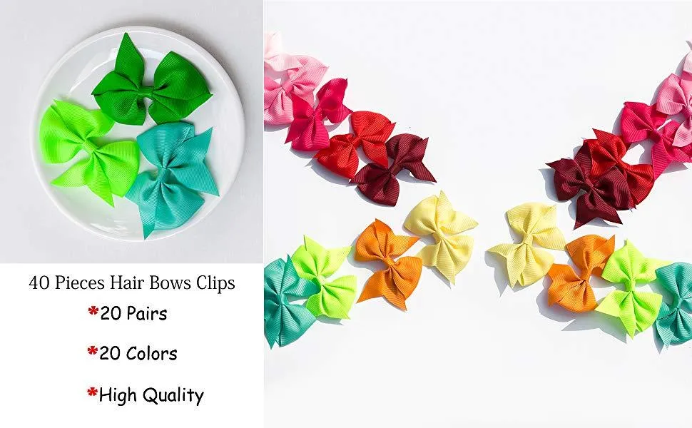 40 pz 3.5 "Boutique Archi Ragazze Bambini Bambini Coccodrillo Nastro Del Grosgrain Fasce 20 Colori Accessori Per Capelli_voghion.com