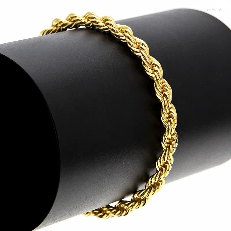 Kedjor Pure Gold Color Långa Halsband För Män Kvinnor 3/4/5mm Twisted Chain Link Halsband Collier Choker Bröllop Brud_voghion.com