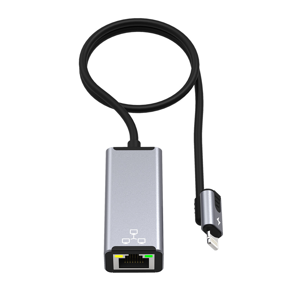 Ethernet-Adapter 8-polig auf RJ45 PD20W, Ladefunktion für externe 100-Mbit/s-Netzwerkkarte, Plug-and-Play-Gehäuse aus Aluminiumlegierung für iPhone/iPad_voghion.com