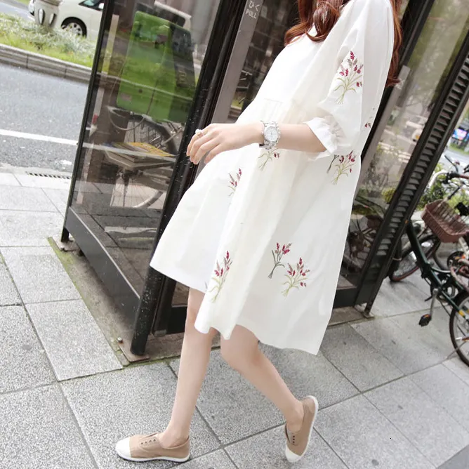 Robes vêtements chine robe florale coton lâche pour les femmes enceintes vêtements décontracté grossesse maternité 230417_voghion.com