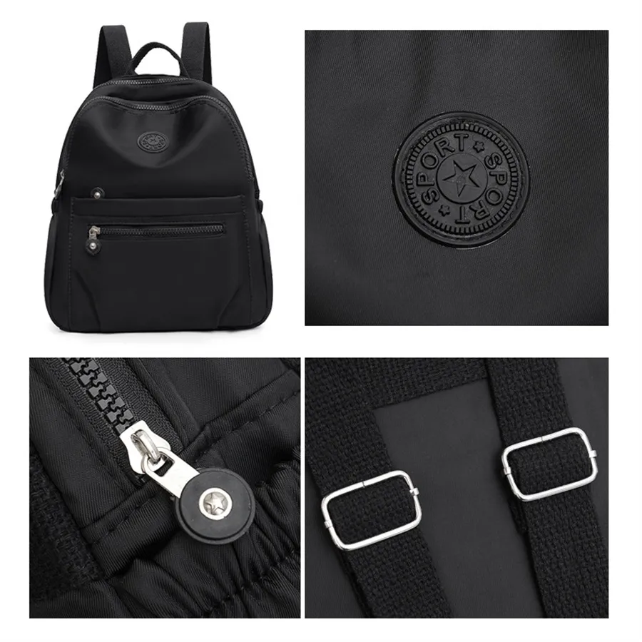 Solid Color Nylon Backpack, Lightweight Travel School Bag, Fashion Daypack For Work,Travel Bag Can Be Hung In Lage_voghion.com