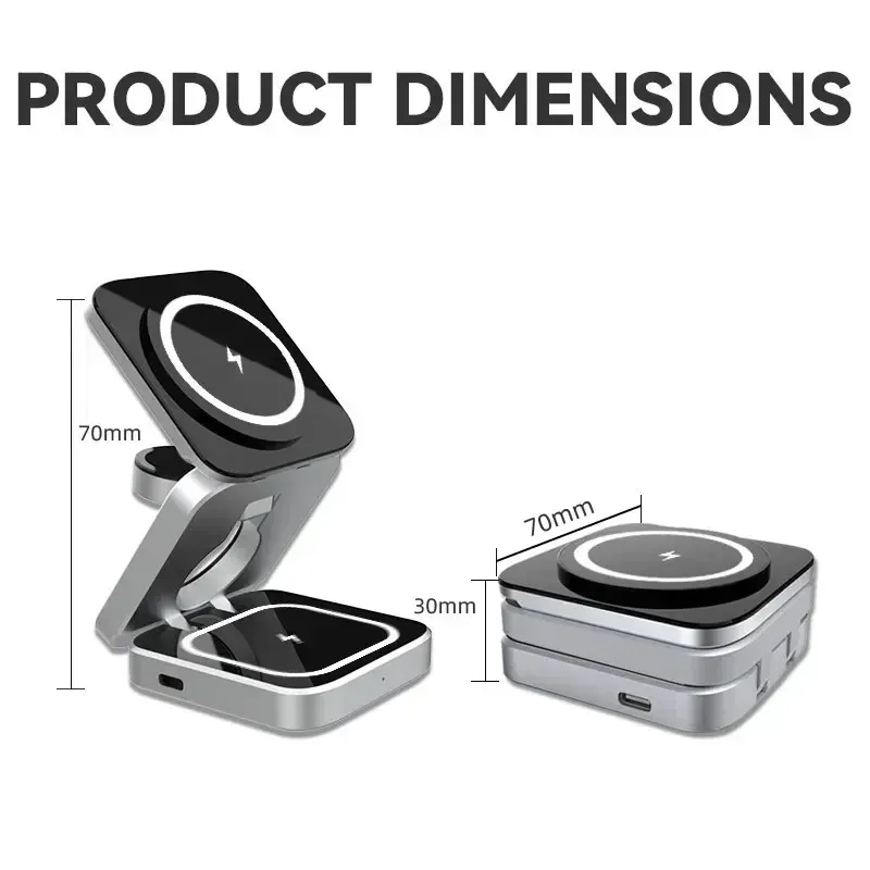 30W magnetische draadloze standaard voor iPhone 16, 15, 14, 13, 12 Pro Max, Samsung Watch 6, 5, Iwatch 8, 7, snellaadstation_voghion.com
