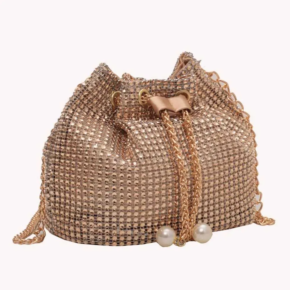 Moda Rhie Handbags Shiny Dia Bucket Wedding Party Shoulder Underarm Bag per le donne Shoppin241211_voghion.com