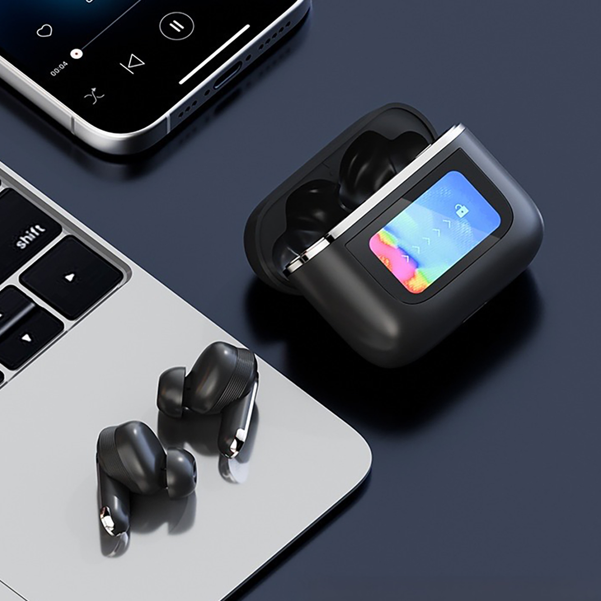 TWS Smart Touch Screen Earbuds Wireless Bluetooth Headphones Headset With Mic Stereo_voghion.com