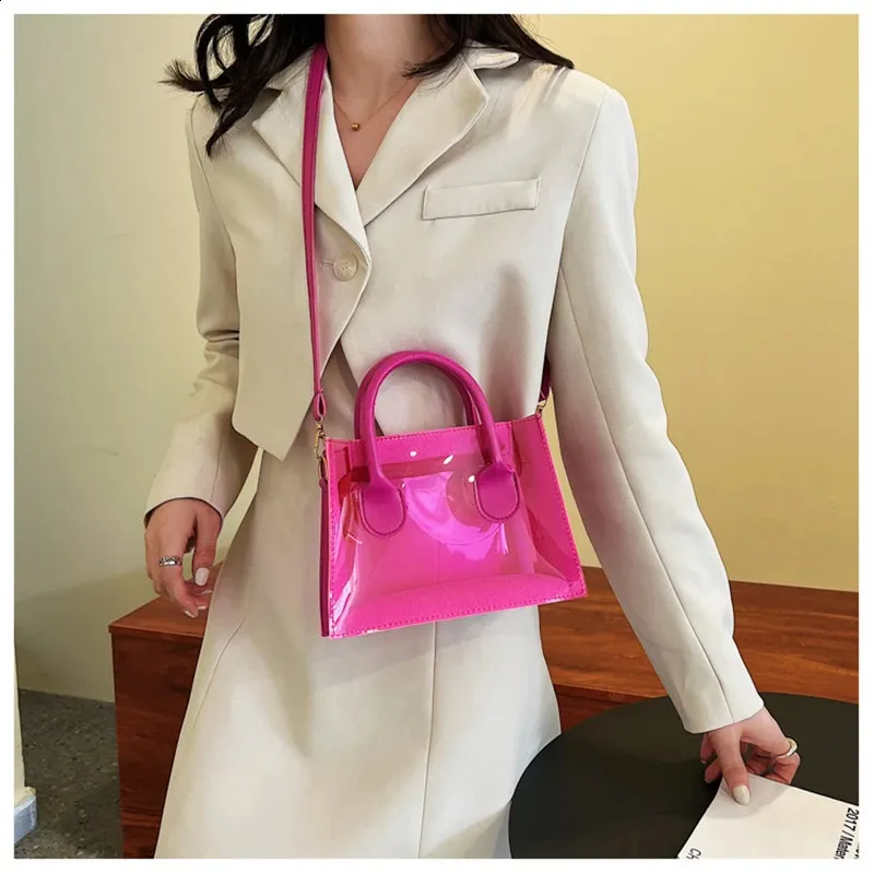 Mode PVC Zipfel Frauen Transparente Handtasche Dame Telefon Geldbörse Sommer Strand Klare Umhängetaschen 240826_voghion.com