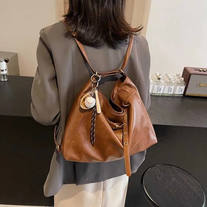 Ladies large capacity shoulder bag fashionable solid color PU casual zipper crossbody ba241216_voghion.com