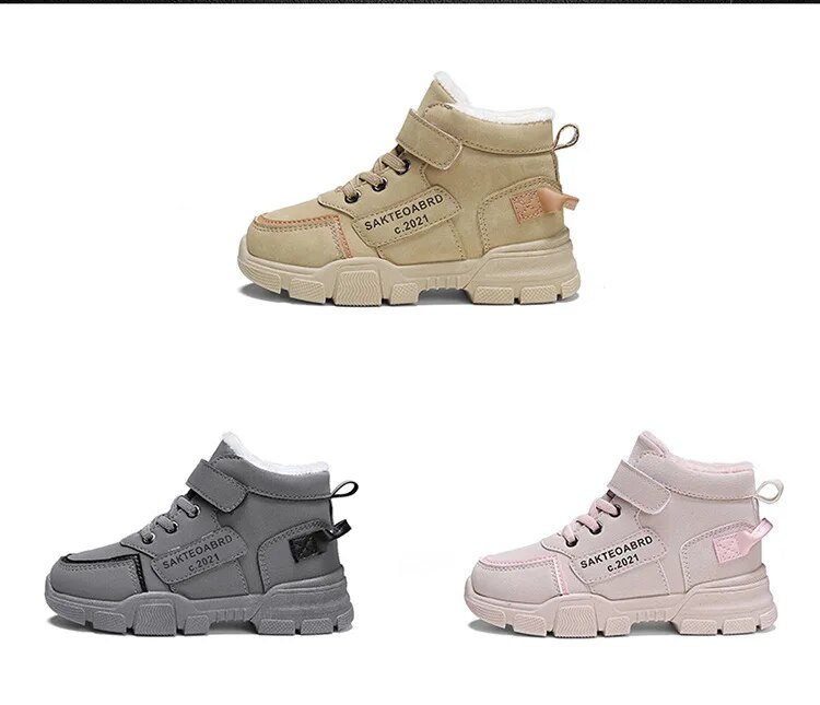 Winter Children's Boys Plus Cashmere Thicken Warm Snow Girls Non-slip Outdoor Martin Boots Student Shoes Hiking Shoe_voghion.com