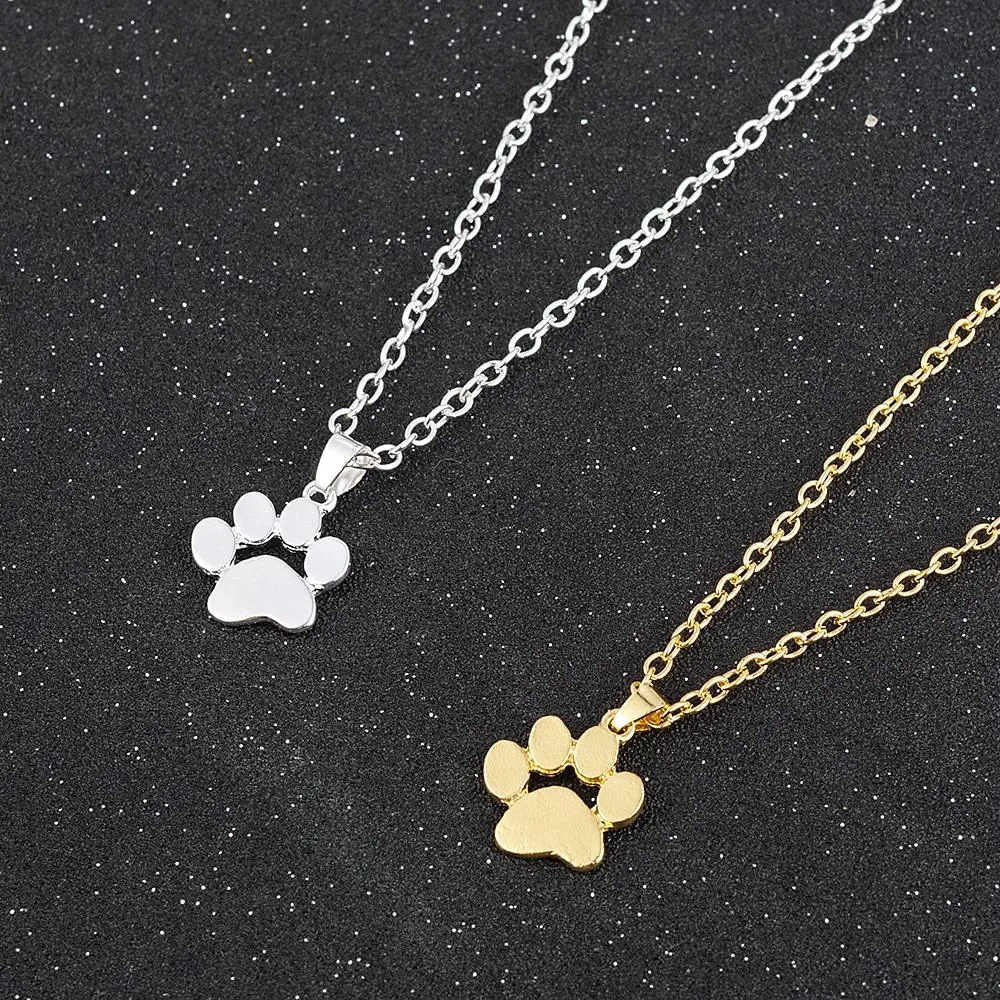 Mode Schattige Huisdieren Honden Voetafdrukken Poot Ketting Hanger Ketting Kettingen Hangers Choker Sieraden Voor Vrouwen_voghion.com