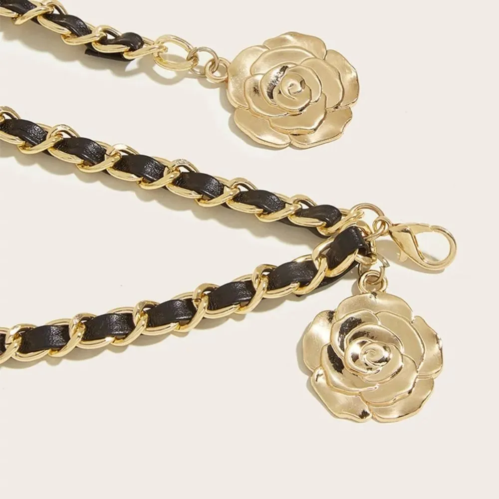 Rimmer Blummen Pendant Taille Kette Moud Jeans justierbar Rimm Punk Kleed Kostüm Metal Fraen_voghion.com