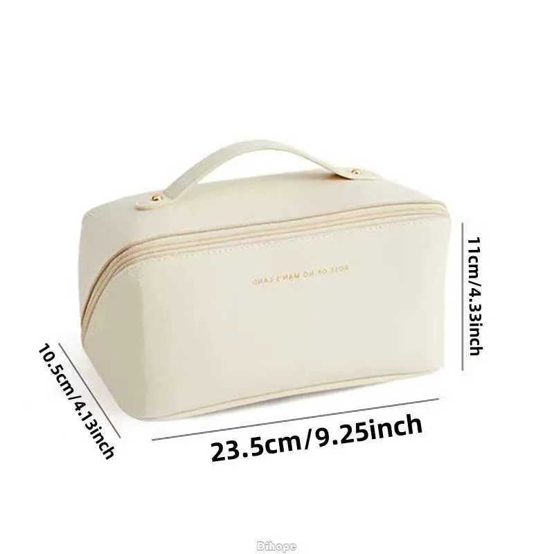 Große Kapazität Reise tragbare Leder Make-up Frauen wasserdichte Badezimmer Kulturbeutel multifunktionale Toiletten-Kit Y241023_voghion.com