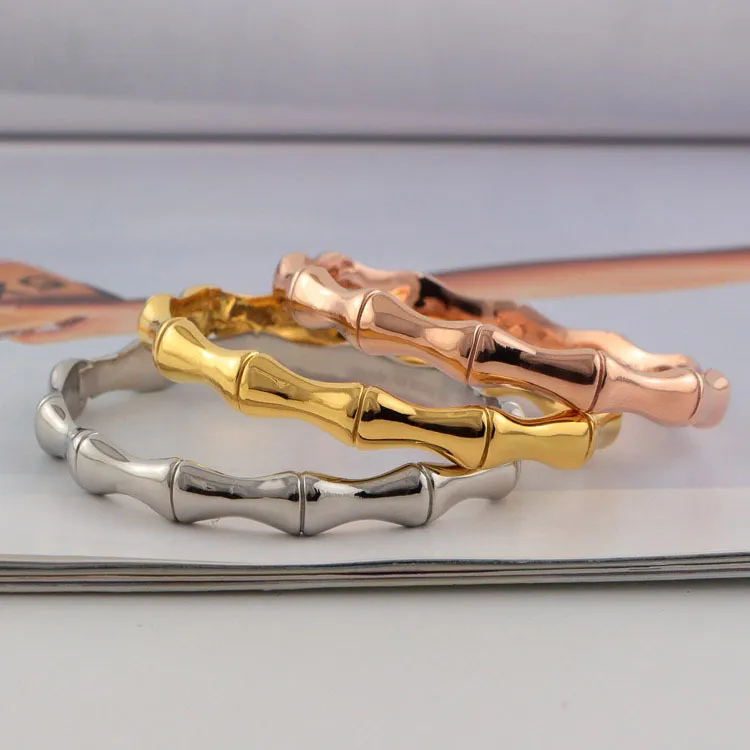 Bamboo Segmented Bangle Bracelet For Women Classic Titanium Steel_voghion.com