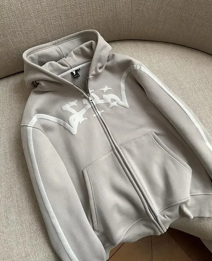 Divin Zipper Y2K pulóver Haruku Hip Hop hímzett túlméretezett férfi női divatos hétköznapi gótikus kapucnis ruházat 240129_voghion.com