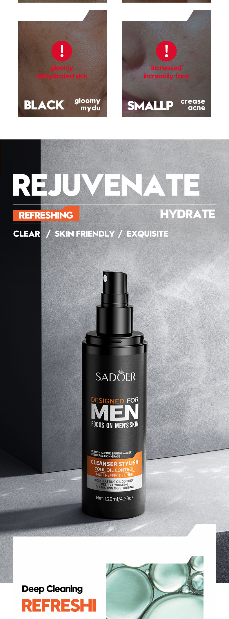 Full English Water SADOER Cool Type Men's Vaseline Hydrating Toner Lotion_voghion.com