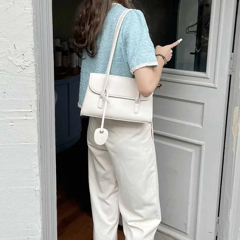Sac à bandoulière en PU à texture française à la mode pour femmes, jaune, sous les aisselles, printemps/été 2024, pendentifs élégants, Handba241104_voghion.com