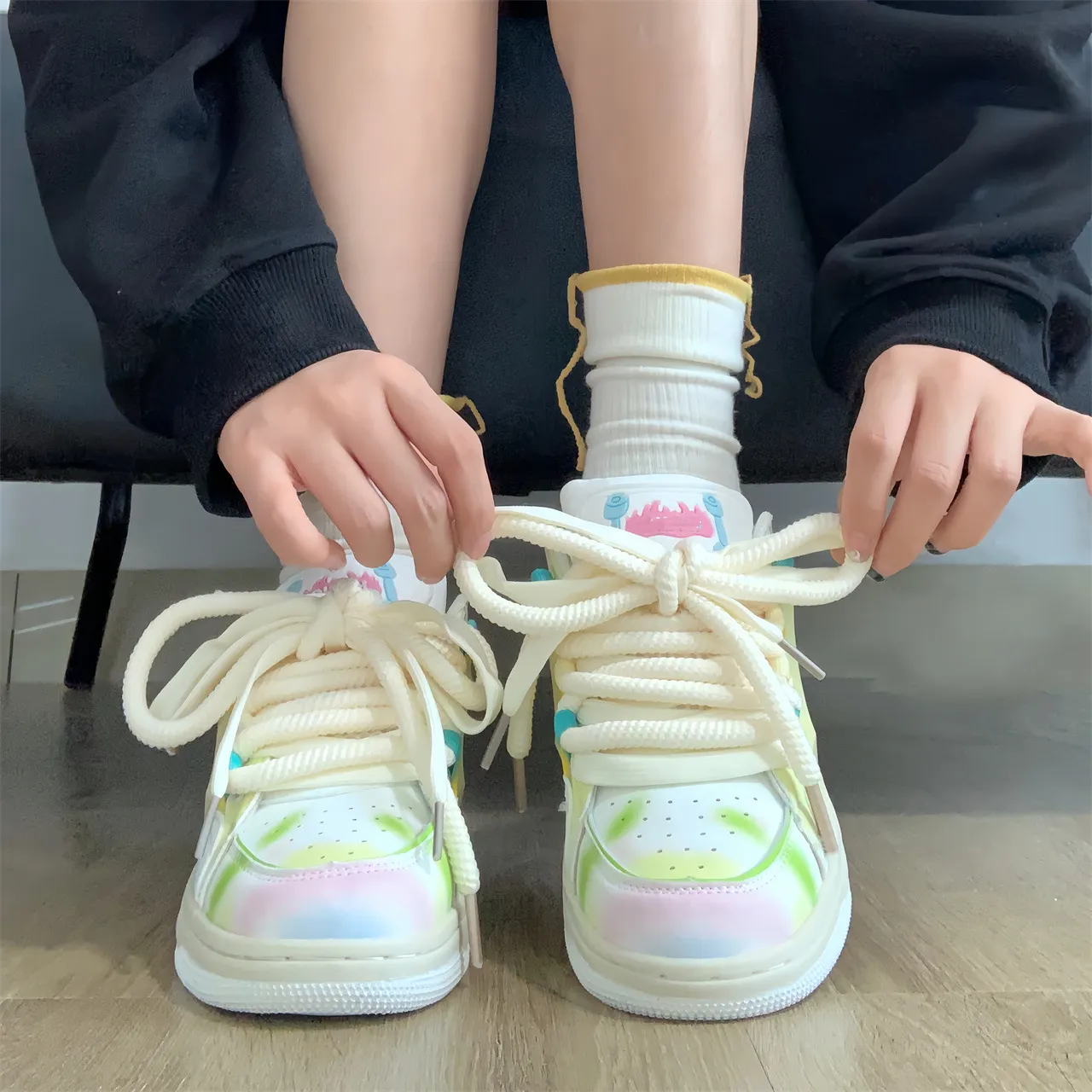 Versatile Flat Bottomed Casual Mandarin Duck Color Matching Sports Shoes With Mesh For Comfortable Breathable Fashion_voghion.com