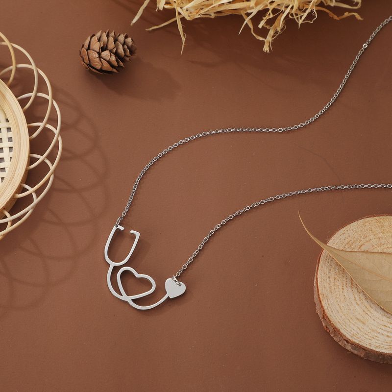 Hot Selg Fashionable Personalized Stethoscopes, Heart-shaped Hollow Out Pendants, Necklaces, And Accessories_voghion.com