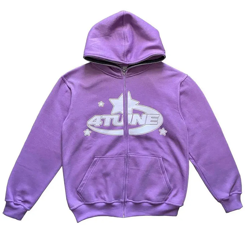 Felpe con cappuccio da uomo Felpe con cappuccio da uomo con lettere a stella stampate Haruku High Street Y2K Streetwear Hip Hop Gothic Zip Up Loose_voghion.com