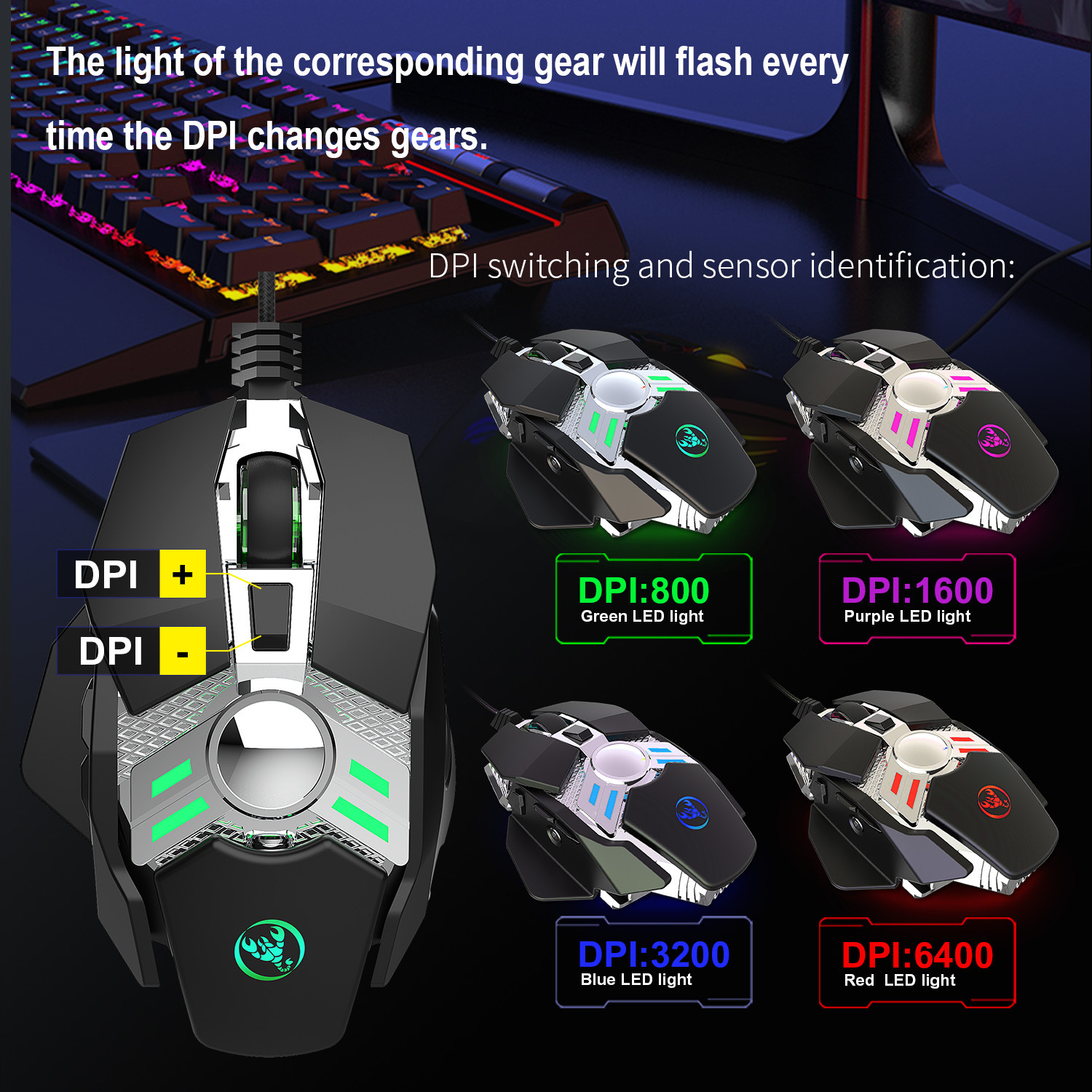 Mechanisches Hühnerfressspiel, 7-Tasten-programmierbare kabelgebundene Maus, coole Beleuchtung, automatische Pistolendrückfunktion für Desktop-Laptop_voghion.com