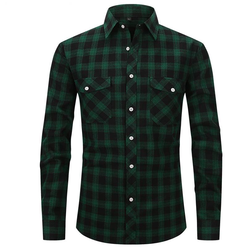 Herren Flanellhemd Kariert Langarm Regular Fit Freizeithemd_voghion.com