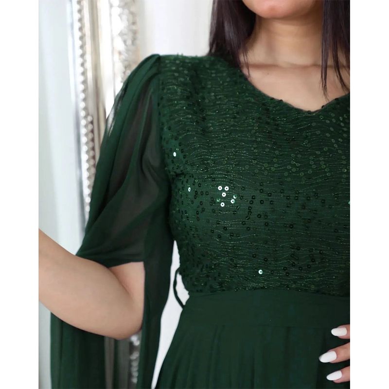 Women's Clothing autumn new Arabic sequin evening dress muslim with belt_voghion.com