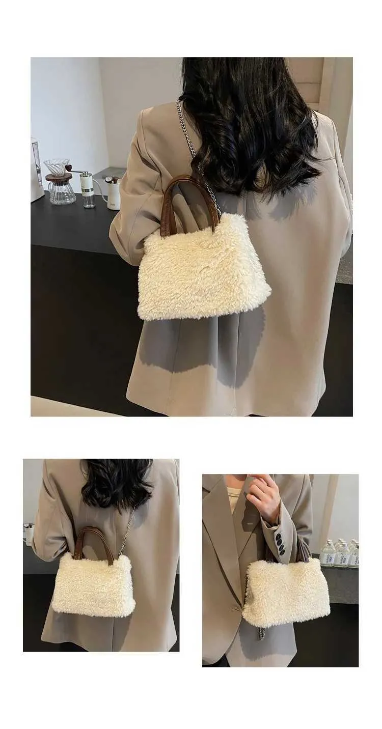Grande borsa a mano in peluche borsa a spalla donna morbida_voghion.com
