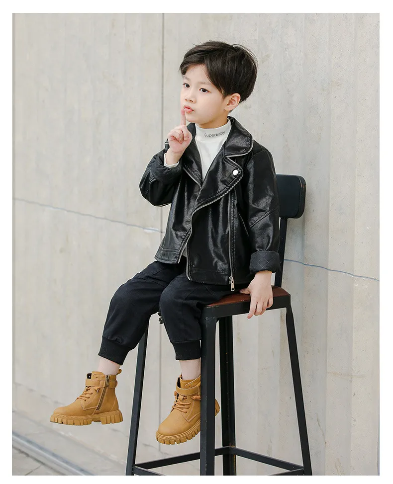 Botas Happysteps de cuero estilo motociclista con correa al tobillo para niños grandes, para montar a caballo, senderismo, otoño e invierno, talla grande_voghion.com