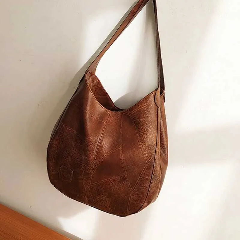 Women Vintage Shoulder Bag Designers PU Leather Handbags Female Top-handle Hobo Bags Fashion Brand Large Capacity_voghion.com