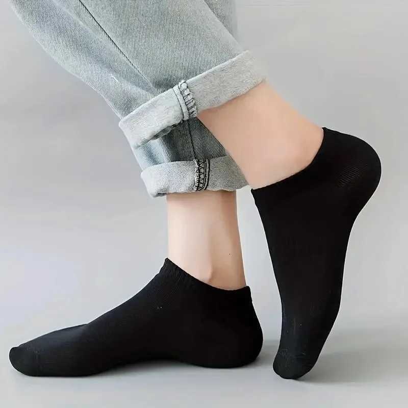 Calcetines largos para hombre, lisos, ligeros, de corte bajo, holgados, en blanco y negro, en gris, talla 10/20/40 (241108)_voghion.com